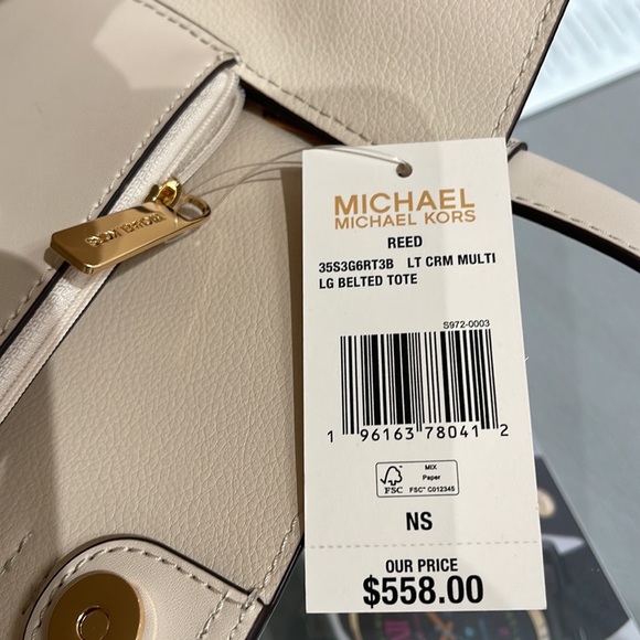 MICHAEL KORS
Reed Large Logo Shoulder Tote Bag
Light Cream Multi 
35S3G6RT3B NWT - Picture 12 of 16
